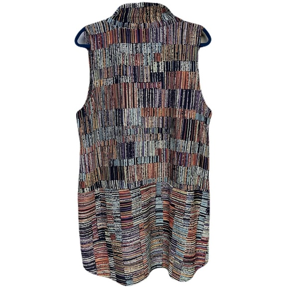 Damee Artsy Patchwork Sleeveless Button-up Tunic with Wire Collar Lagenlook XL - Picture 2 of 15